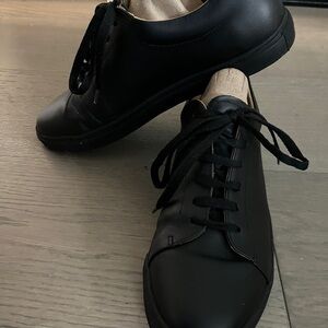 Bloomingdale's Black Leather Lace-Up Sneakers